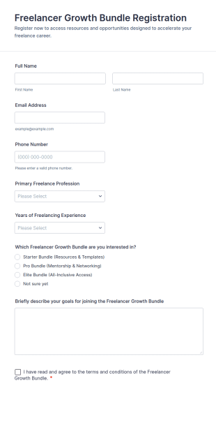 Freelancer Growth Bundle Registration Form Template