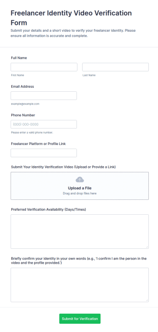 Freelancer Identity Video Verification Form Template
