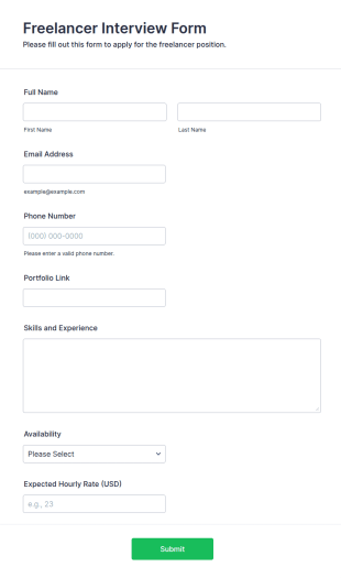 Freelancer Interview Form Template