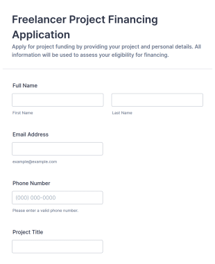 Freelancer Project Financing Application Form Template