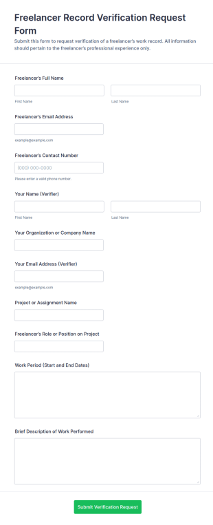 Freelancer Record Verification Request Form Template