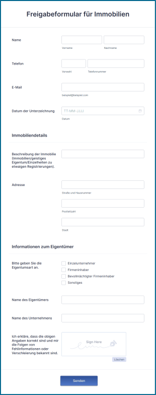 Freigabeformular Für Immobilien Form Template
