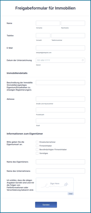 Freigabeformular Für Immobilien