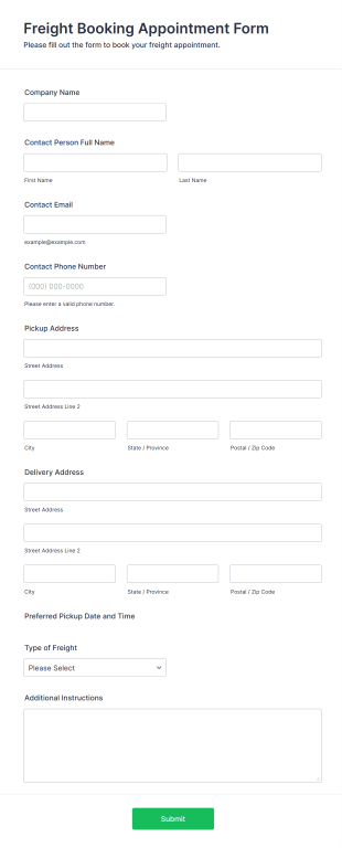 Freight Booking Appointment Form Template