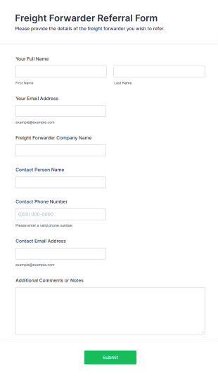 Freight Forwarder Referral Form Template