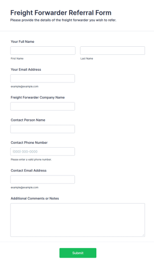 Freight Forwarder Referral Form Template