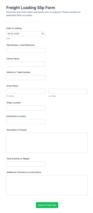Freight Loading Slip Form Template
