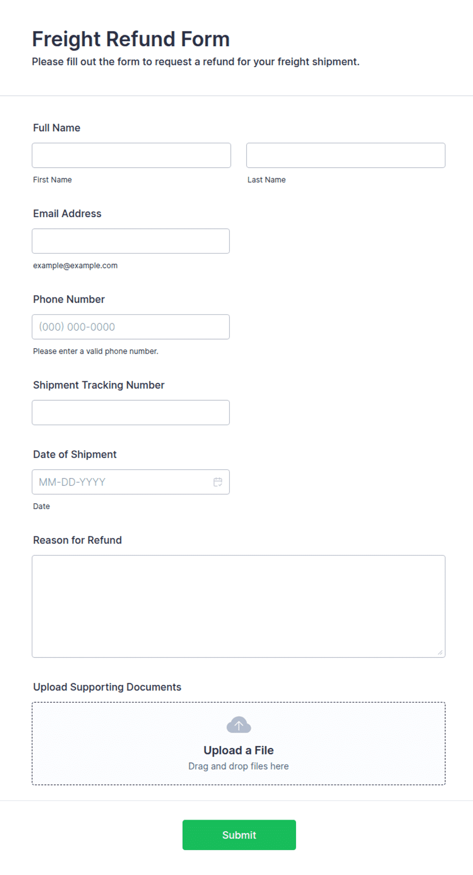 Paycargo Refund Form.pdf Freight Refund Form Template | Jotform