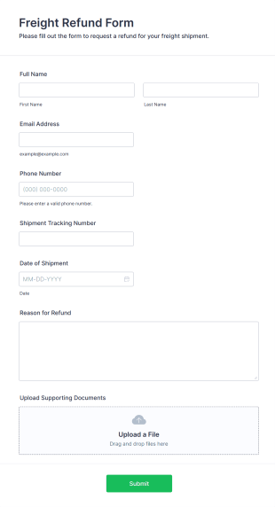 Freight Refund Form Template