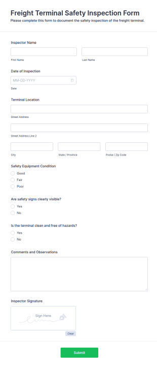 Freight Terminal Safety Inspection Form Template