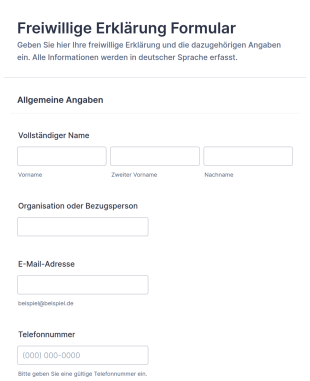 Freiwillige Erklärung Formular
