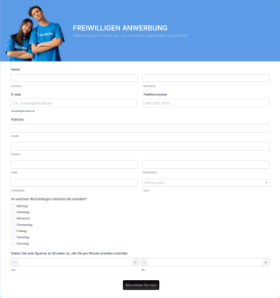 Freiwilligen Anwerbung Form Template