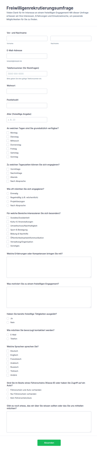 Freiwilligen Bewerbungsumfrage