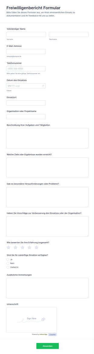 Freiwilligenbericht Formular