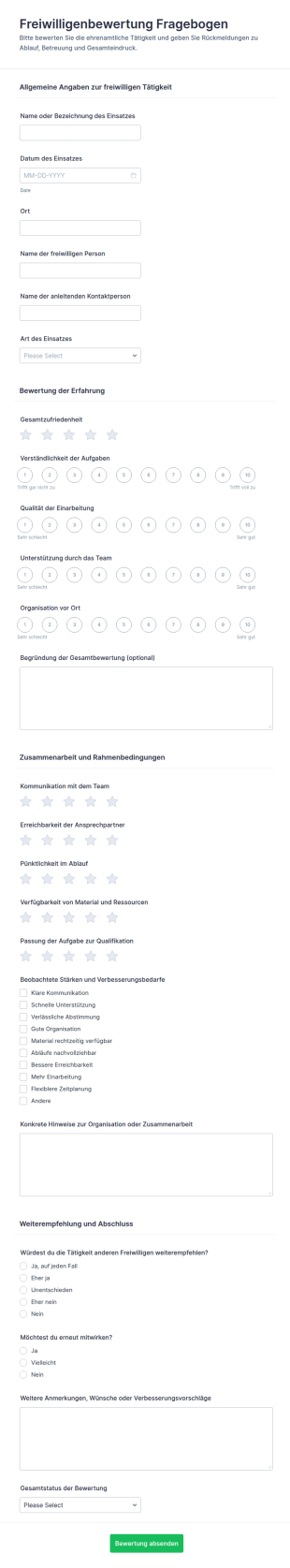 Freiwilligenbewertung Umfrage