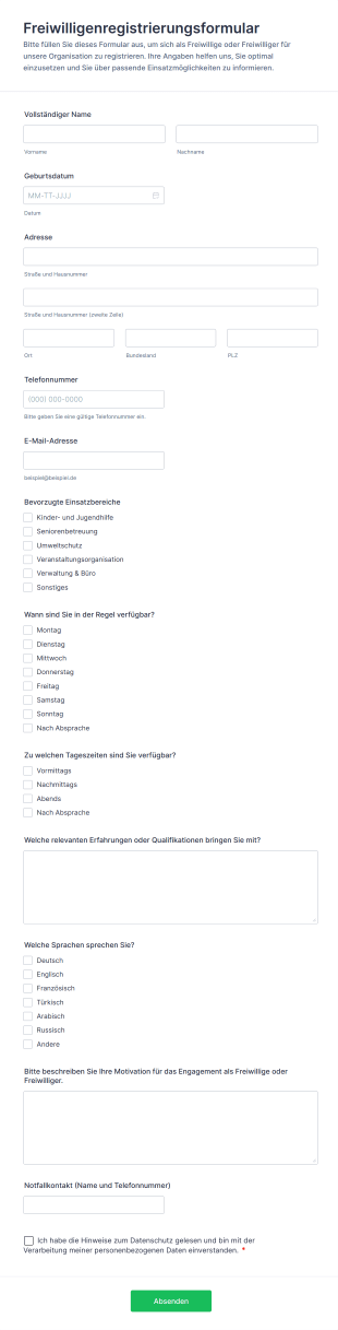 Freiwilligenregistrierungsformular
