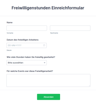 Freiwilligenstunden Einreichformular