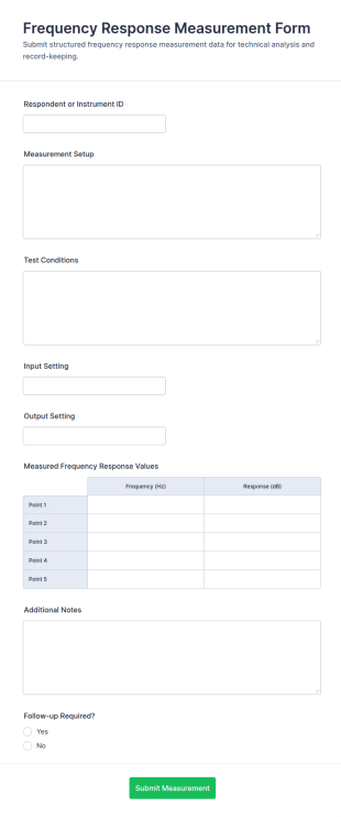 Frequency Response Measurement Form Template