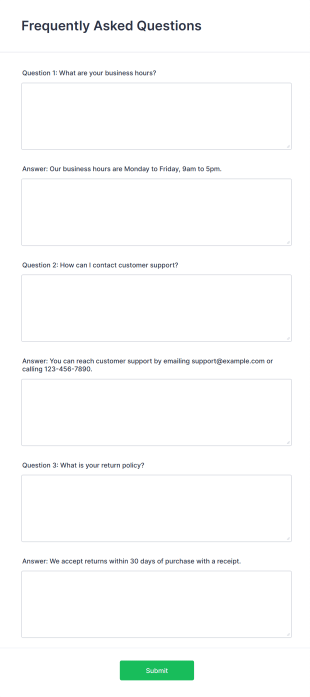 Frequently Asked Questions (FAQ) Form Template