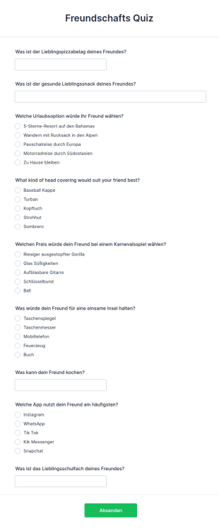 Freundschafts Quiz