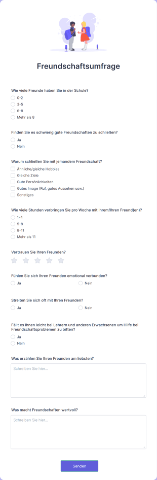 Freundschaftsumfrage Form Template