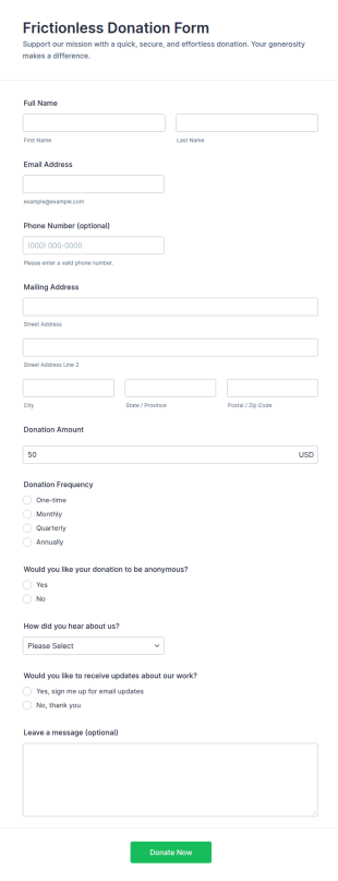 Frictionless Donation Form Template