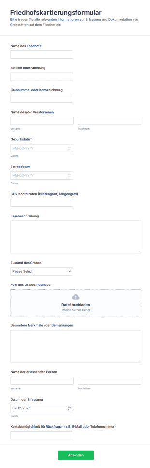 Friedhofskartierungsformular