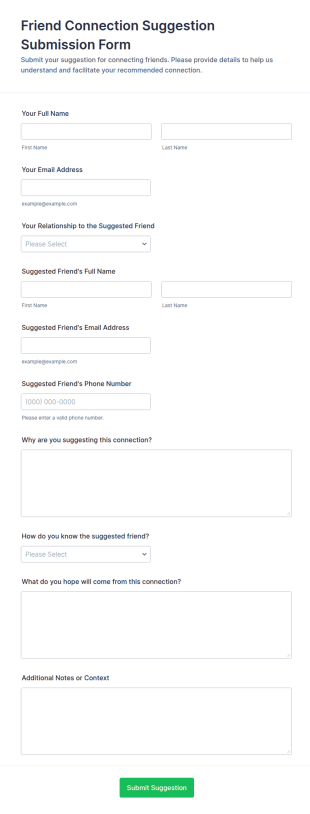 Friend Connection Suggestion Form Template