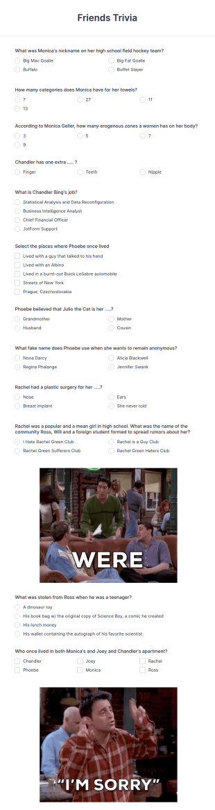 Friends Trivia Form Template