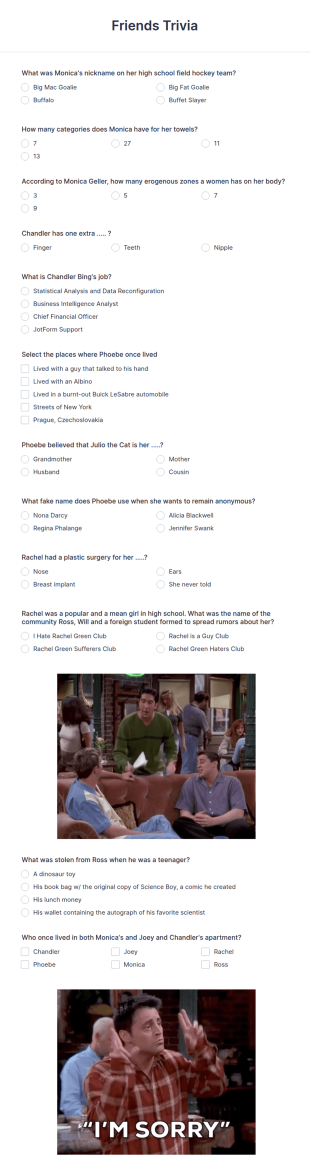 Friends Trivia Form Template