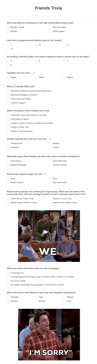 Friends Trivia Form Template