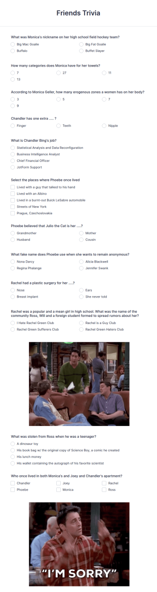 Friends Trivia Form Template