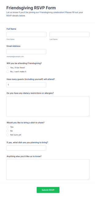 Friendsgiving RSVP Form Template