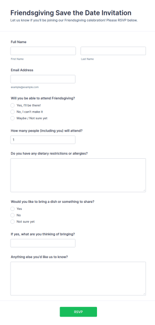 Friendsgiving Save The Date Invitation Form Template