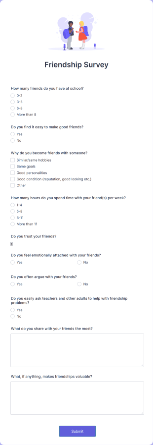 Friendship Survey Form Template
