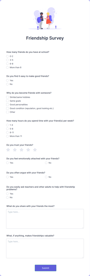 Friendship Survey Form Template