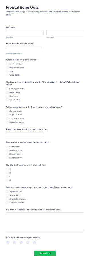 Frontal Bone Quiz Form Template