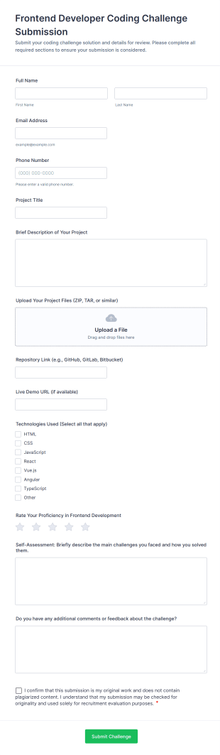 Frontend Developer Coding Challenge Submission Form Template