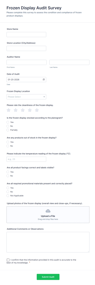 Frozen Display Audit Survey Form Template