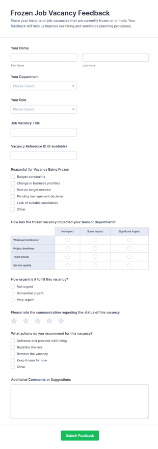 Frozen Job Vacancy Feedback Form Template