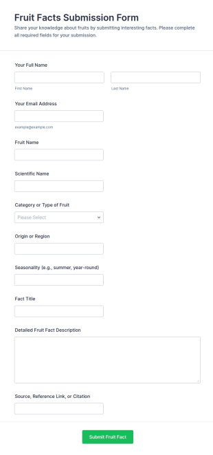 Fruit Facts Submission Form Template