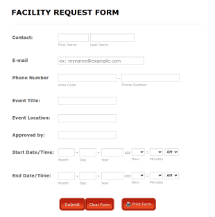 Facility Request Form Template
