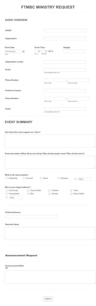 Ftmbc Ministry Request Form Template