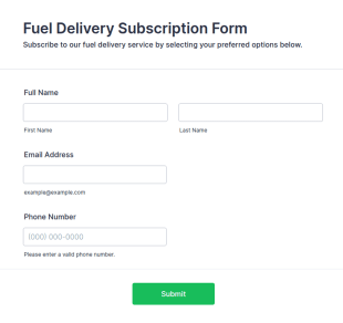 Fuel Delivery Subscription Form Template