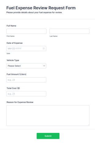 Fuel Expense Review Request Form Template