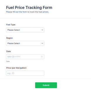 Fuel Price Tracking Form Template