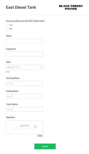 Fuel Tank Tracker Form Template