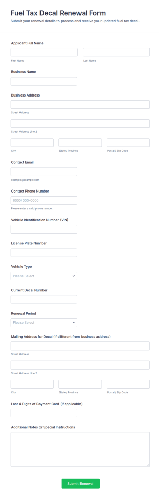 Fuel Tax Decal Renewal Form Template
