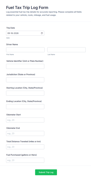 Fuel Tax Trip Log Form Template