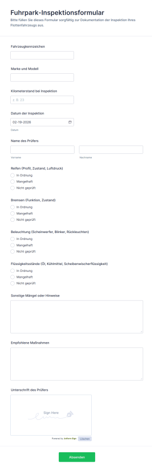 Fuhrpark Inspektionsformular